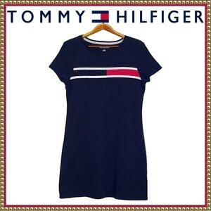 Tommy Hilfiger Navy Cotton Jersey Dress Medium